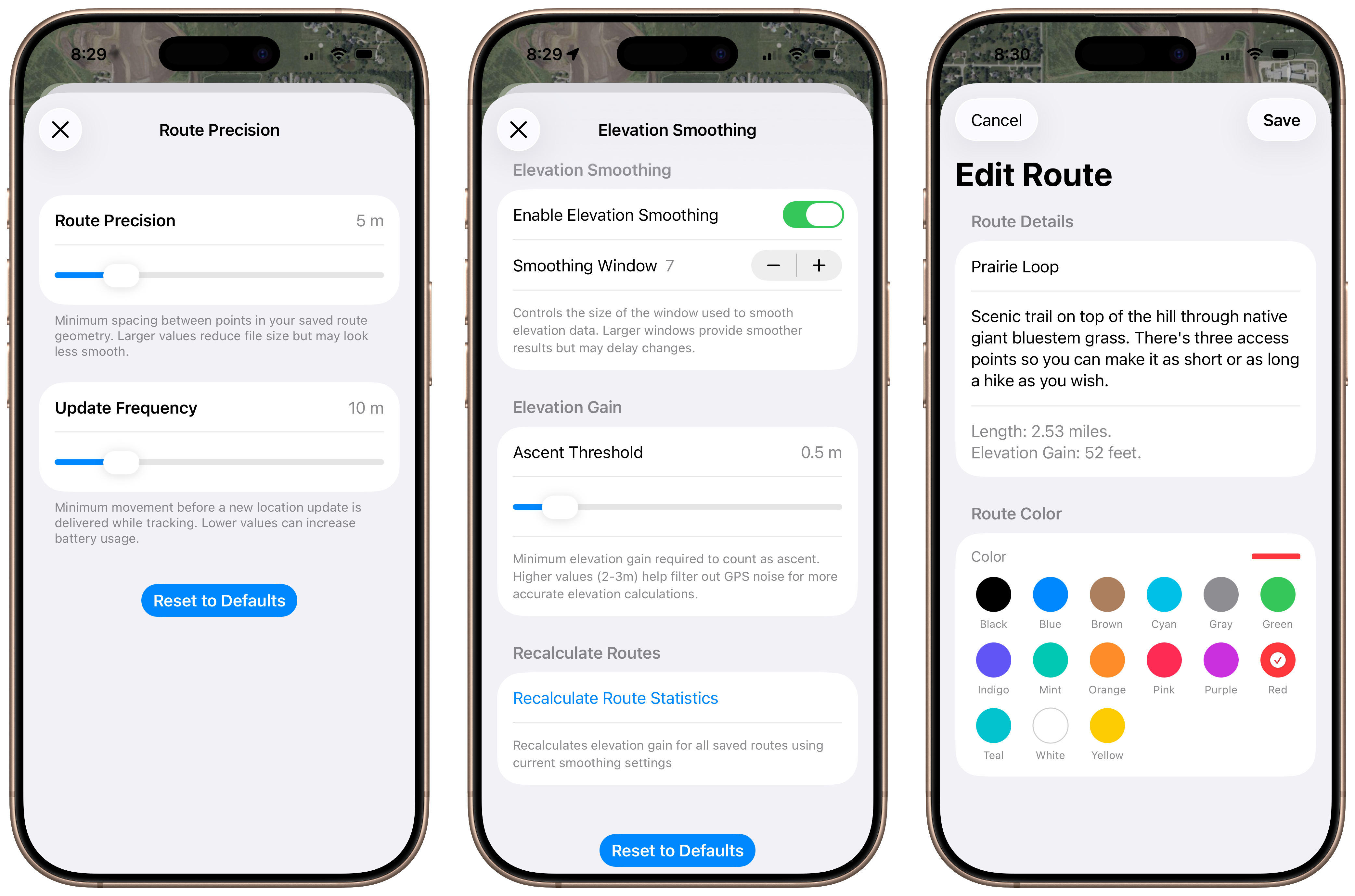 Route Precision and Elevation Smoothing